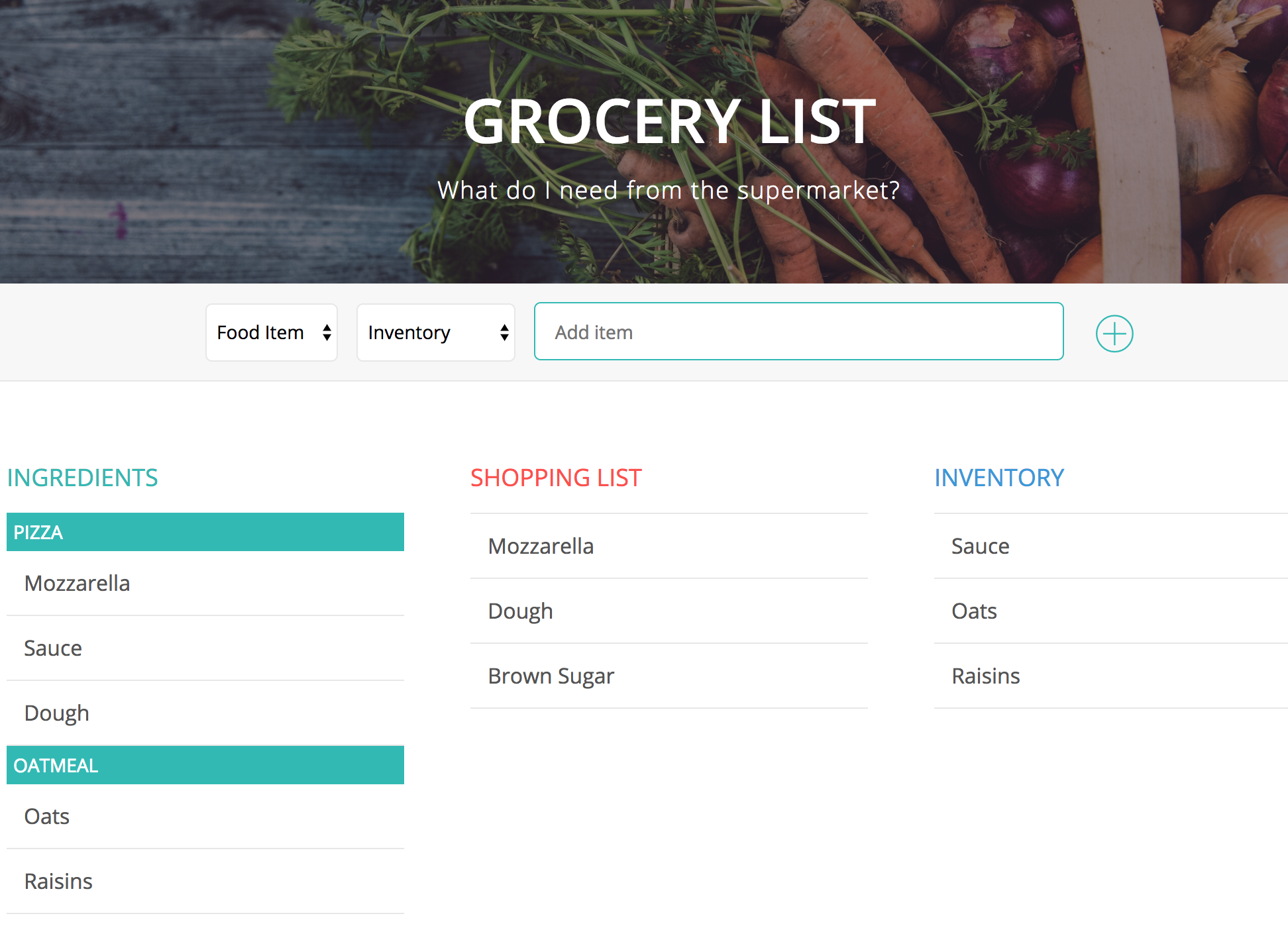 Grocery List Screenshot
