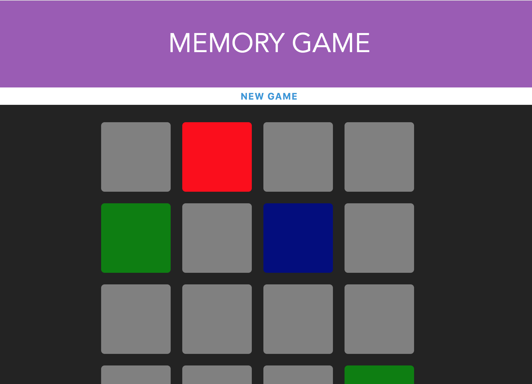 Memory Game Screenshot
